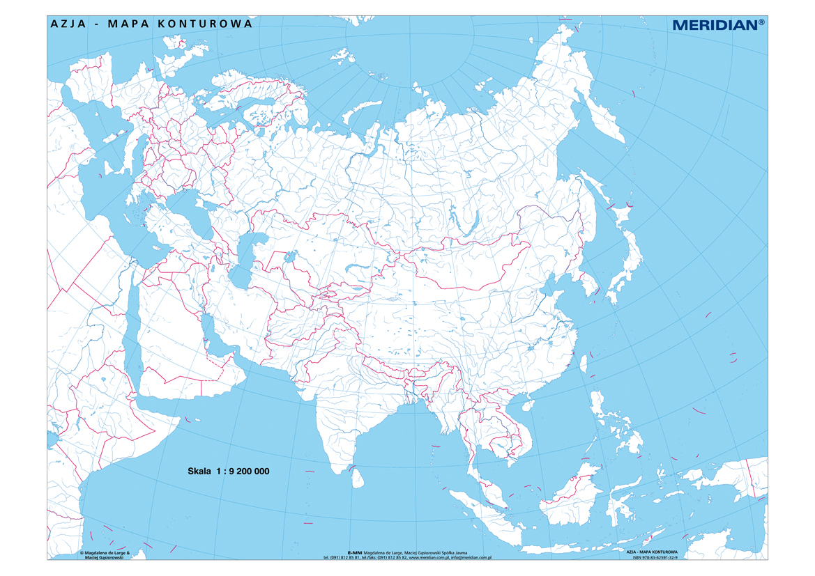 Mapa Azji do ustawiania punktu
